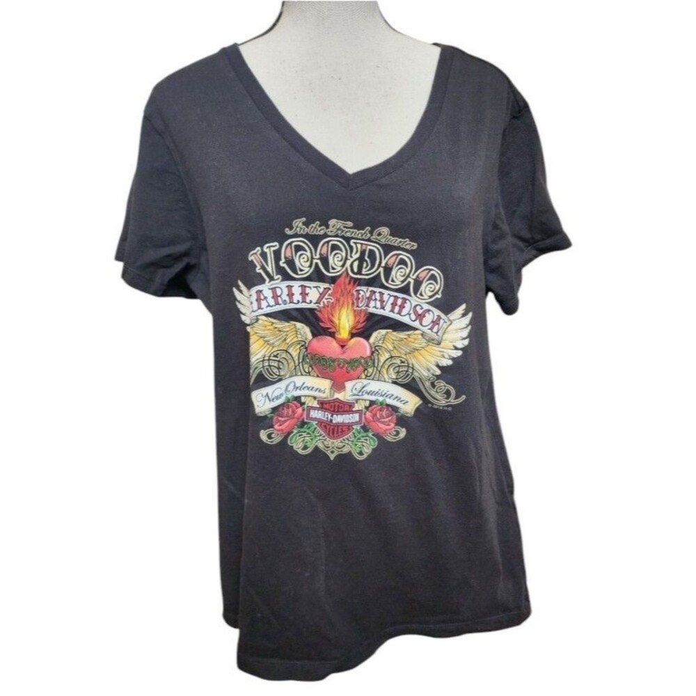 Harley Davidson New Orleans VooDoo Black Womens 2 Sides Size XL 2018